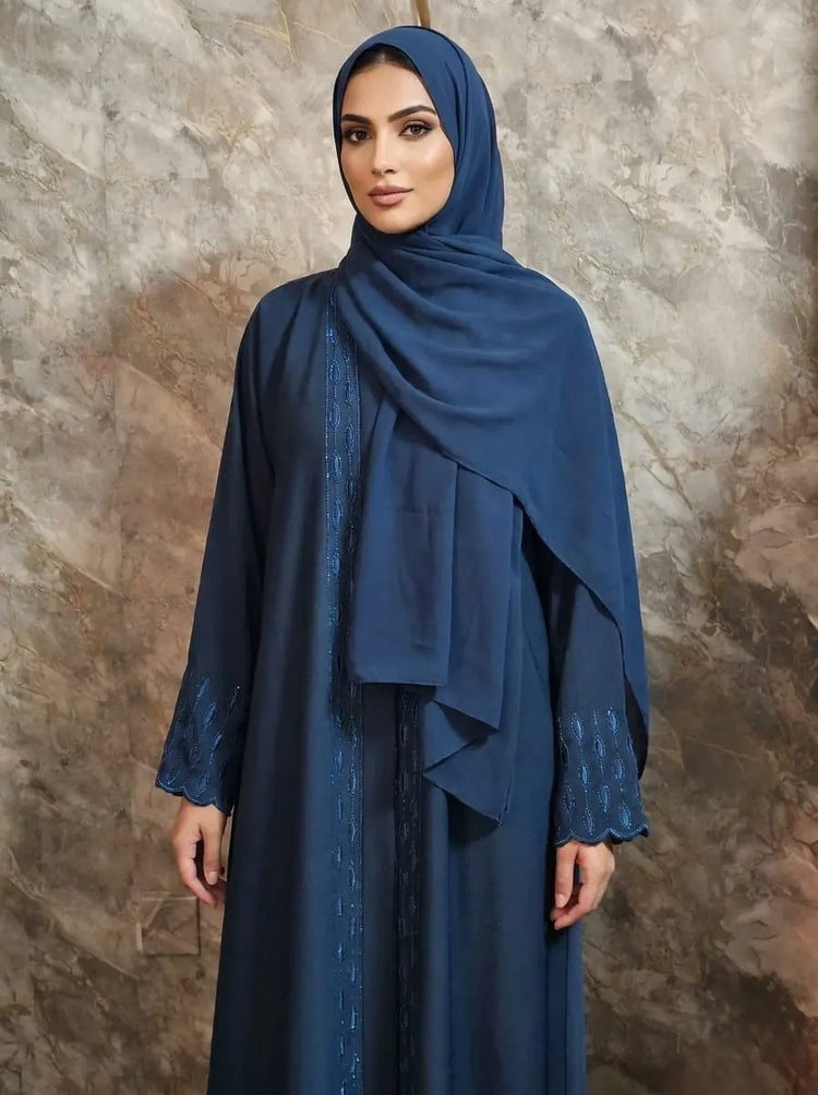 Premium Zoom Material Abaya with Matching Hijab & Stonework
