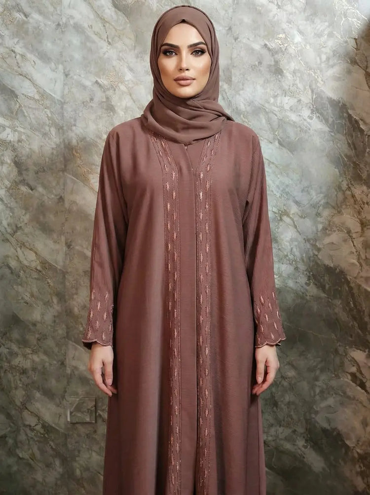 Premium Zoom Material Abaya with Matching Hijab & Stonework