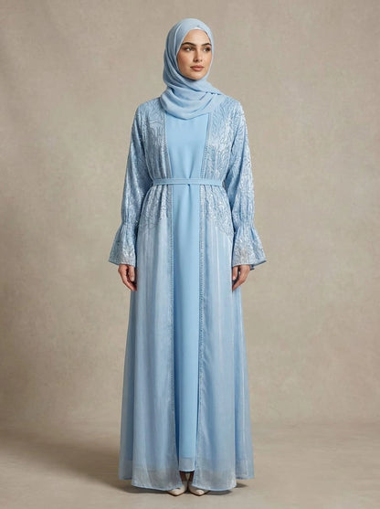 Maha Slip Abaya with Matching Hijab & Belt Alnoors Collections