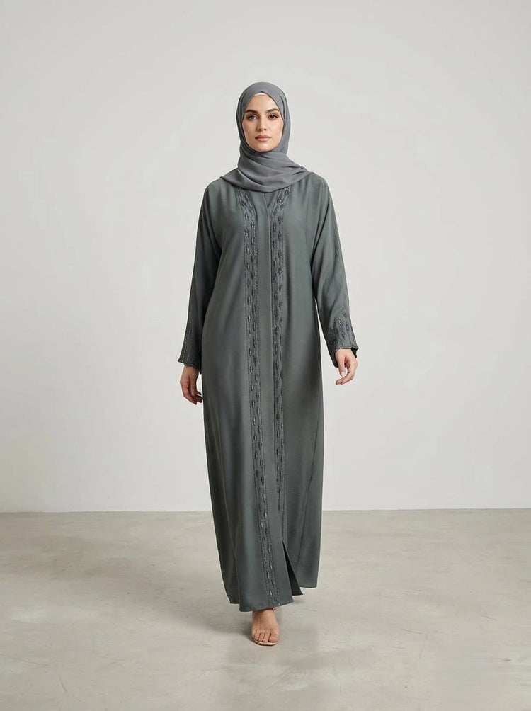 Premium Zoom Material Abaya with Matching Hijab & Stonework