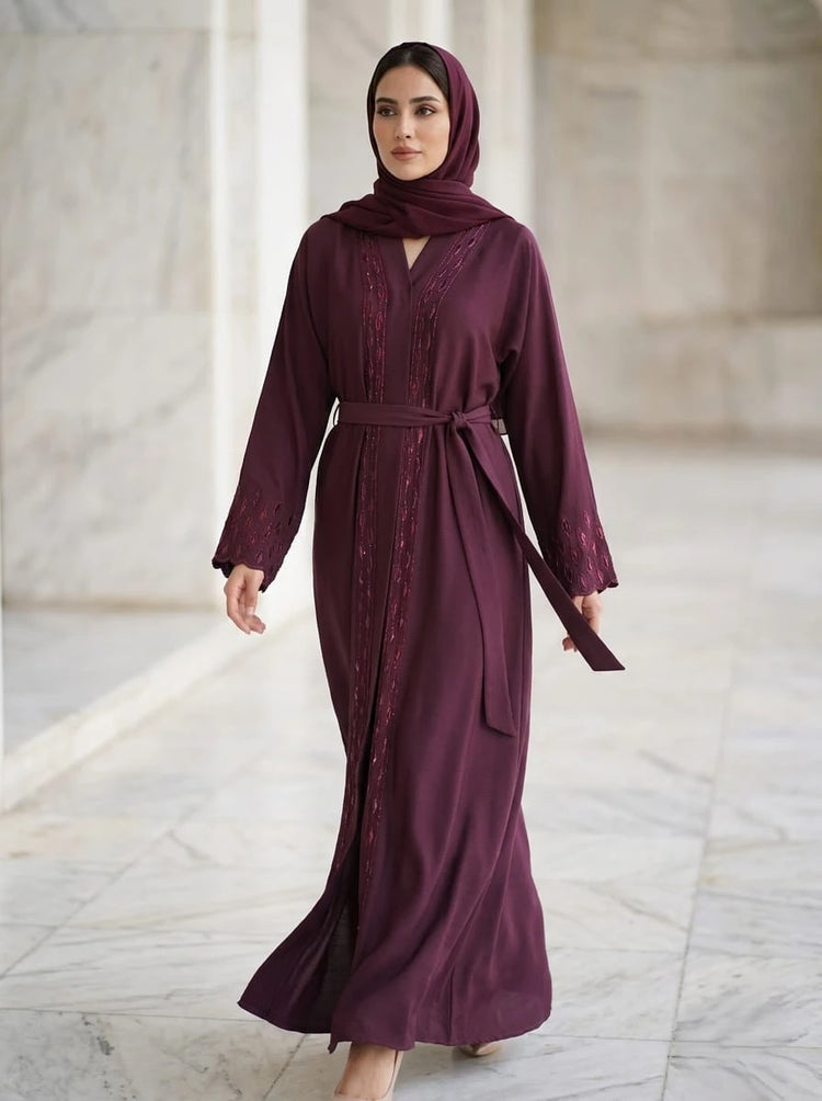 Premium Zoom Material Abaya with Matching Hijab & Stonework