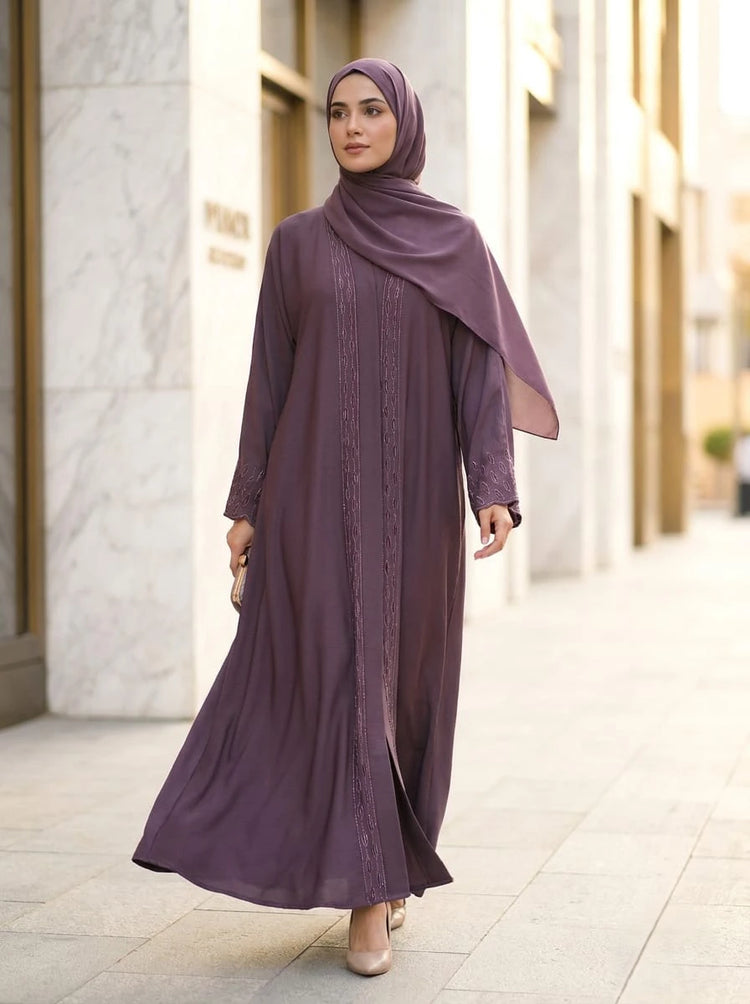 Premium Zoom Material Abaya with Matching Hijab & Stonework