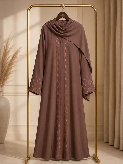 Premium Zoom Material Abaya with Matching Hijab & Stonework