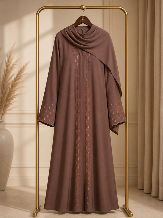Premium Zoom Material Abaya with Matching Hijab & Stonework