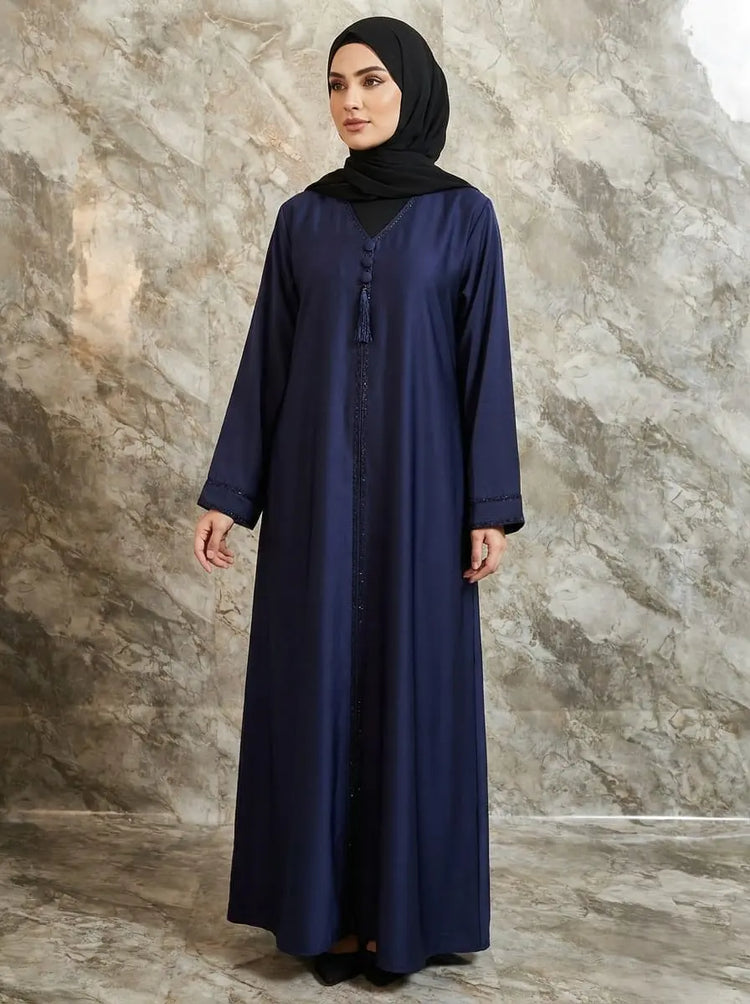 Silk Slit Detail Closed Abaya with Matching Hijab
