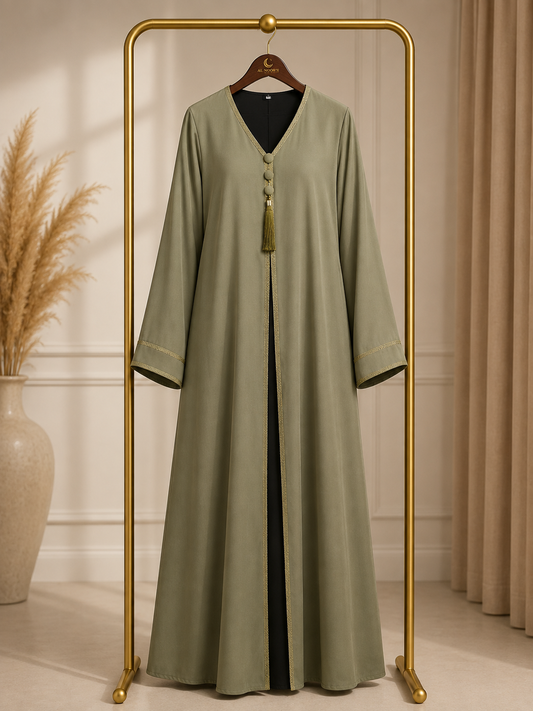 Silk Slit Detail Closed Abaya with Matching Hijab