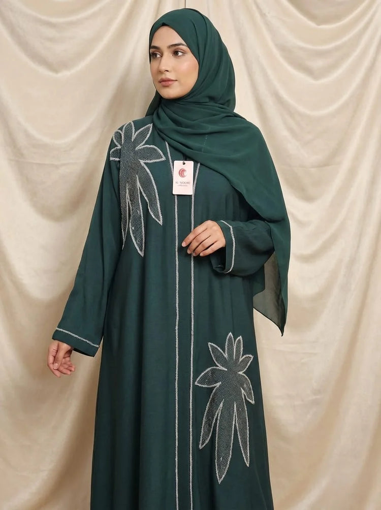 Yasmin Zoom Handbeaded Abaya Set with Matching Hijab & Belt