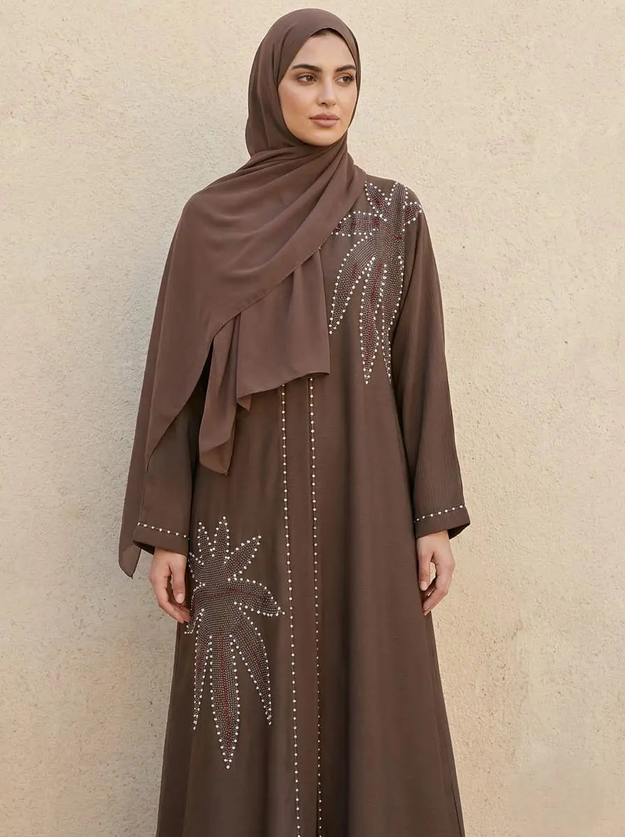 Yasmin Zoom Handbeaded Abaya Set with Matching Hijab & Belt alnoorscollections.co.uk
