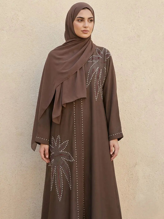 Yasmin Zoom Handbeaded Abaya Set with Matching Hijab & Belt alnoorscollections.co.uk