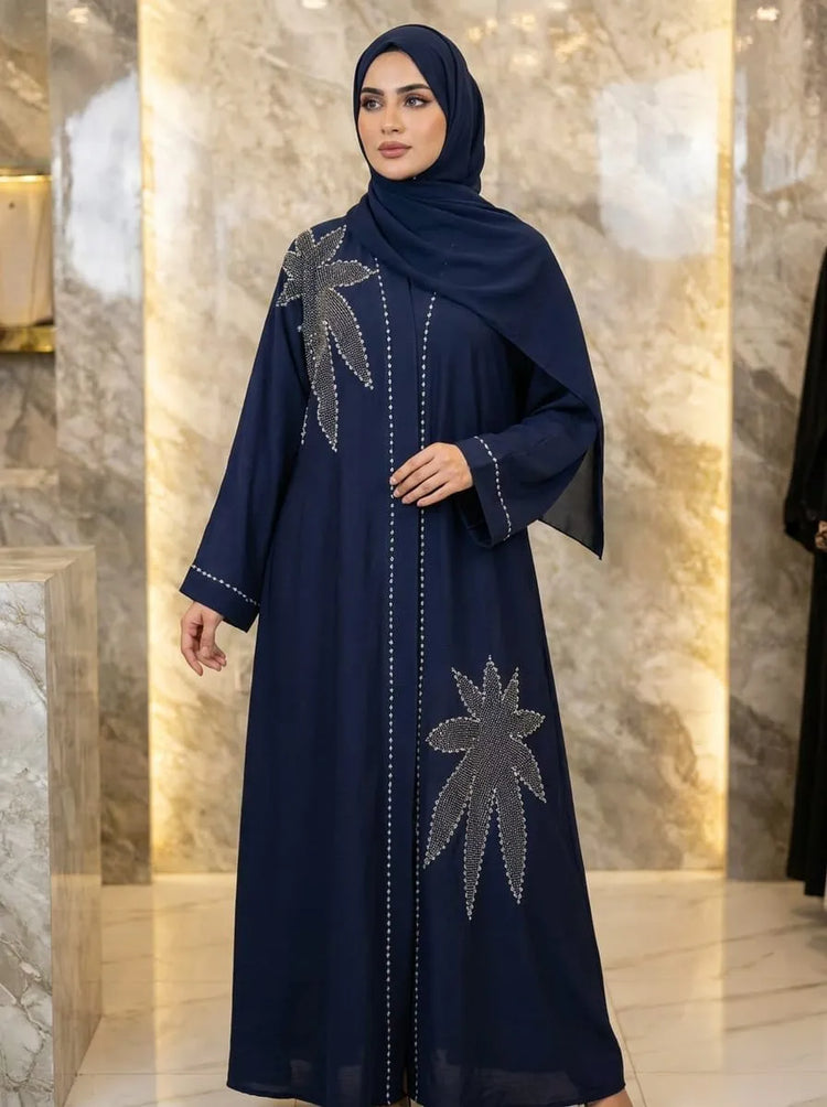 Yasmin Zoom Handbeaded Abaya Set with Matching Hijab & Belt