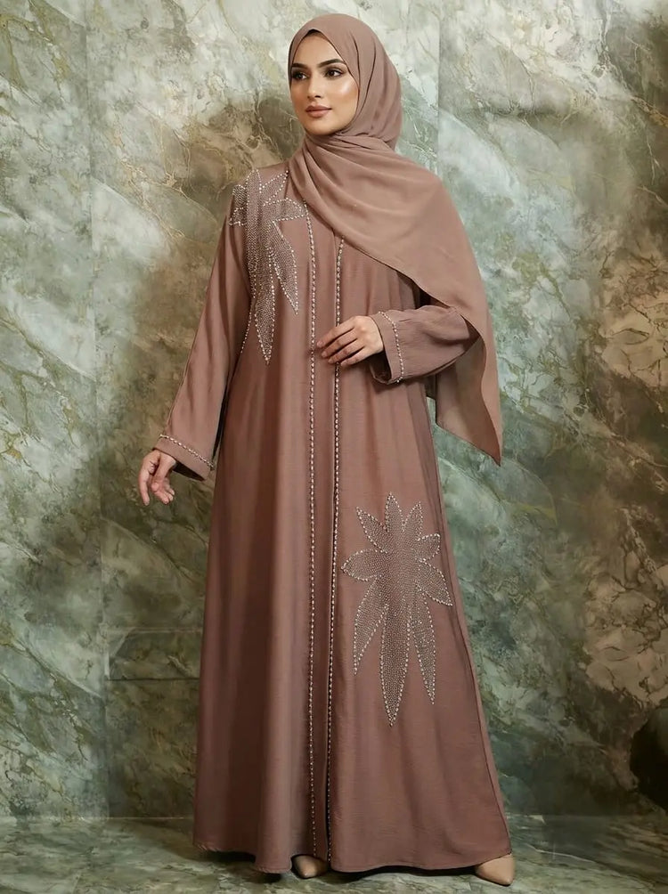 Yasmin Zoom Handbeaded Abaya Set with Matching Hijab & Belt